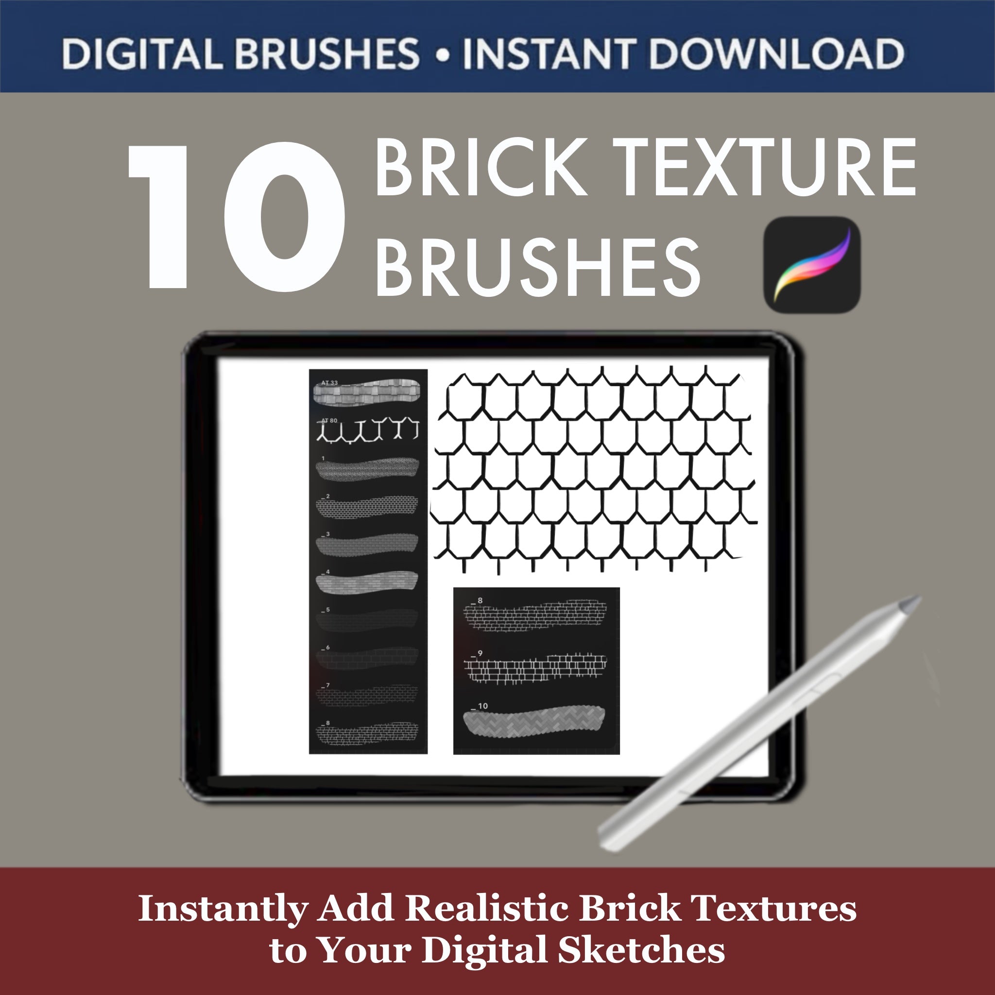 10 Procreate Brick Texture Brushes for Architecture & Interior Sketches