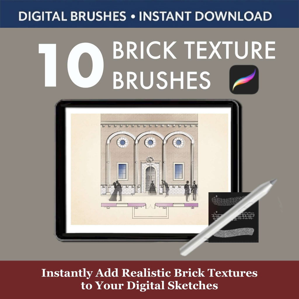 10 Procreate Brick Texture Brushes & Stamps - Procreate Brush Shop by Sviatlana Fedzianiova