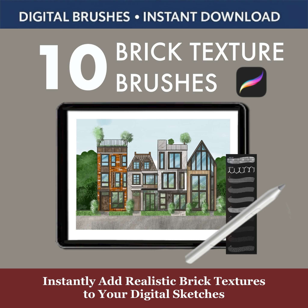 10 Procreate Brick Texture Brushes & Stamps - Procreate Brush Shop by Sviatlana Fedzianiova