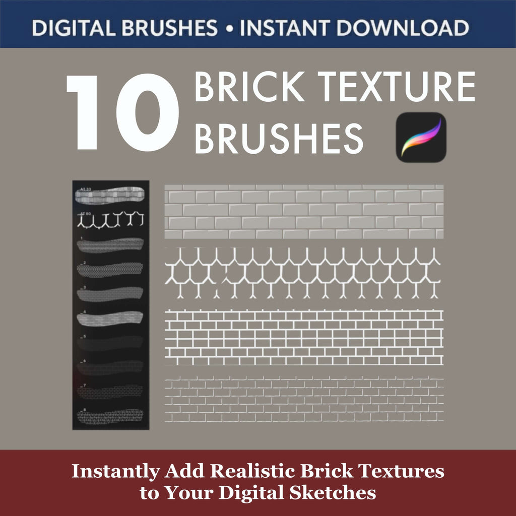 10 Procreate Brick Texture Brushes & Stamps - Procreate Brush Shop by Sviatlana Fedzianiova