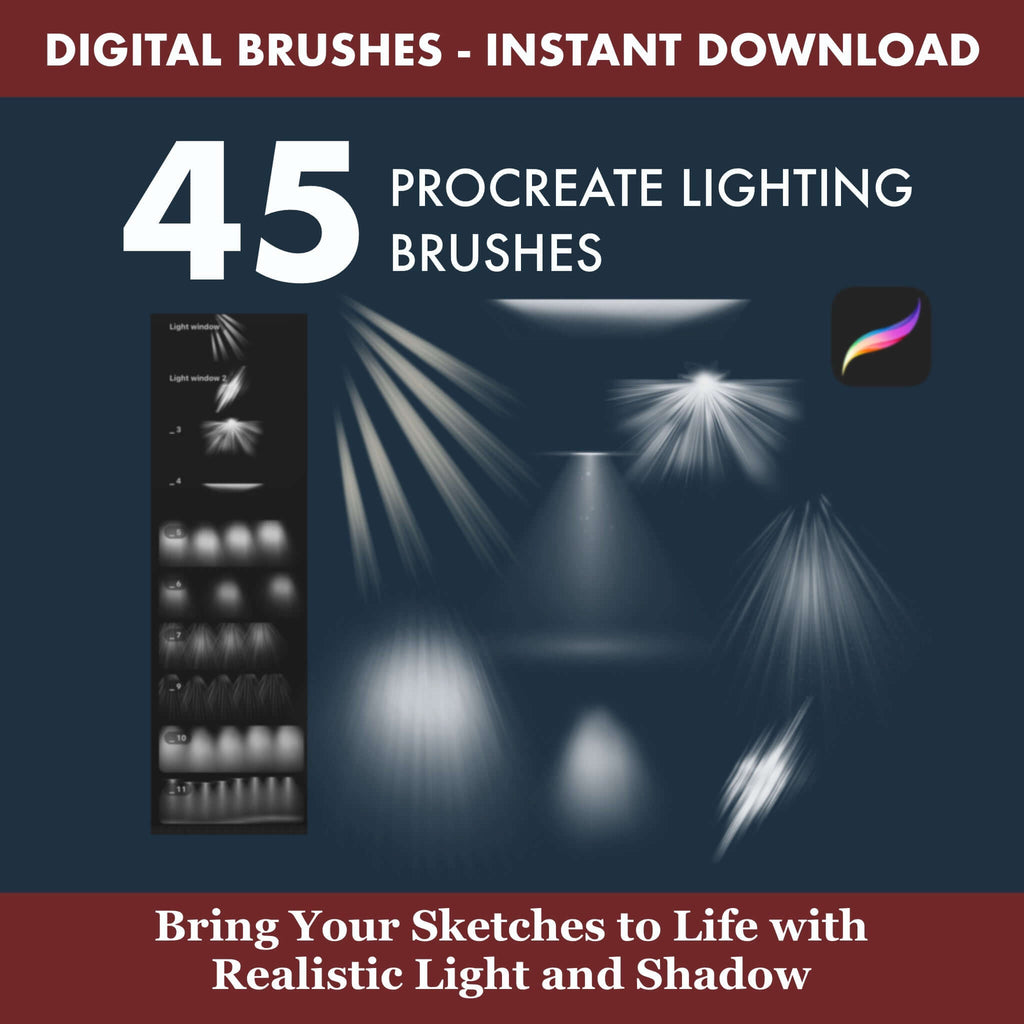 89 Procreate Lighting Brushe - Procreate Brush Shop by Sviatlana Fedzianiova