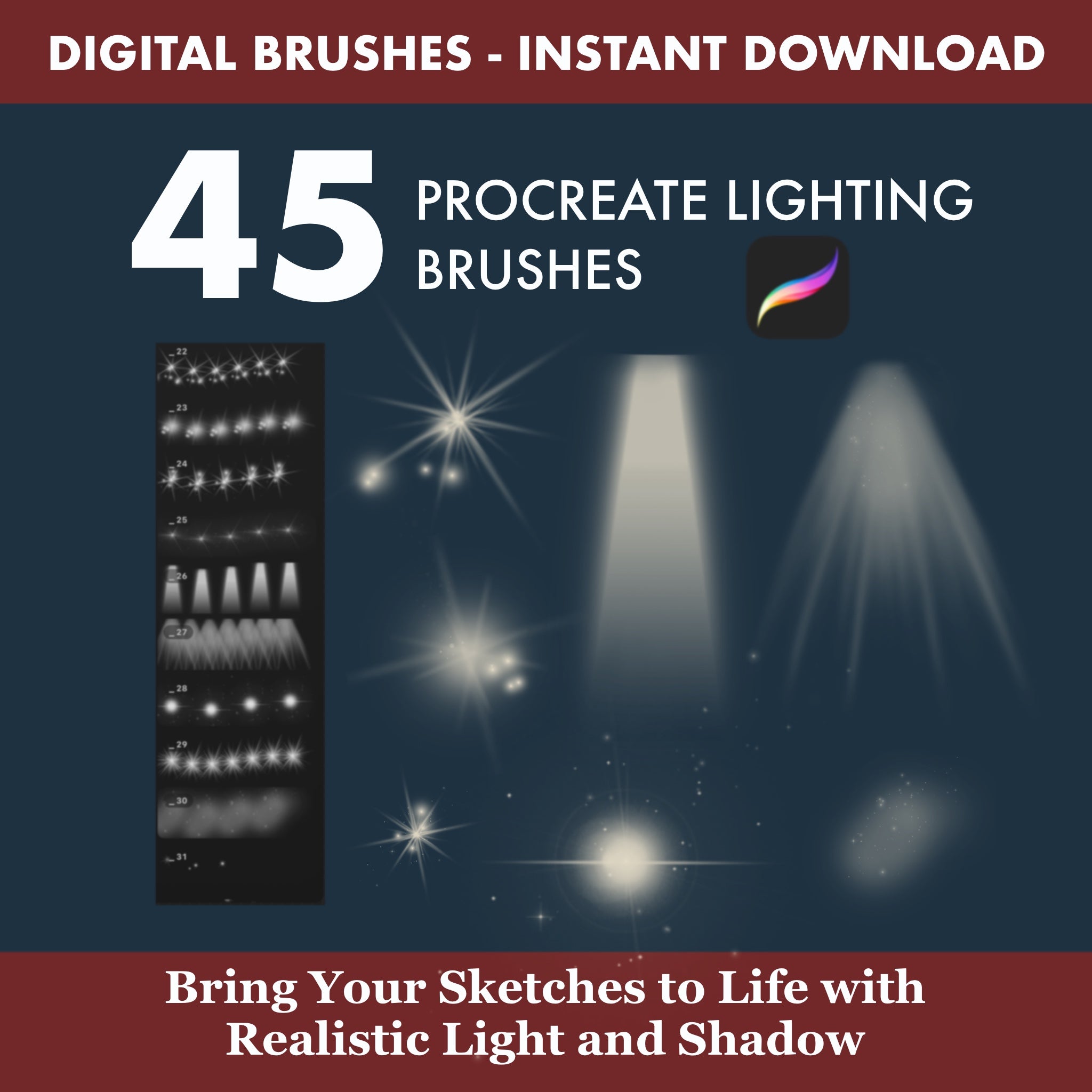 Ceiling recessed lights kit Recessed ceiling light Procreate brushes for quick downlights, spot grids and interior visualization