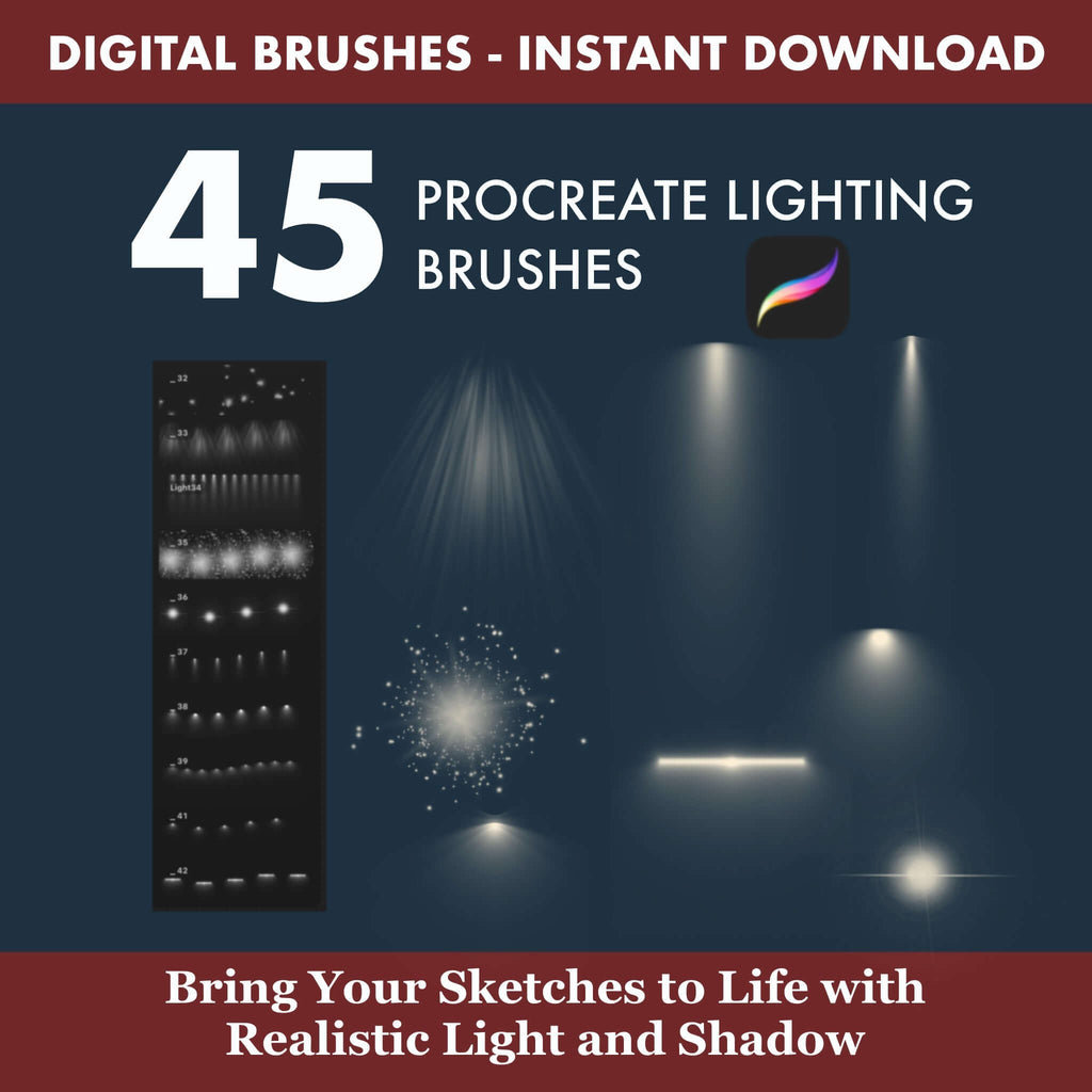 89 Procreate Lighting Brushes: Complete Bundle — Part 1 & Part 2 - Procreate Brush Shop by Sviatlana Fedzianiova
