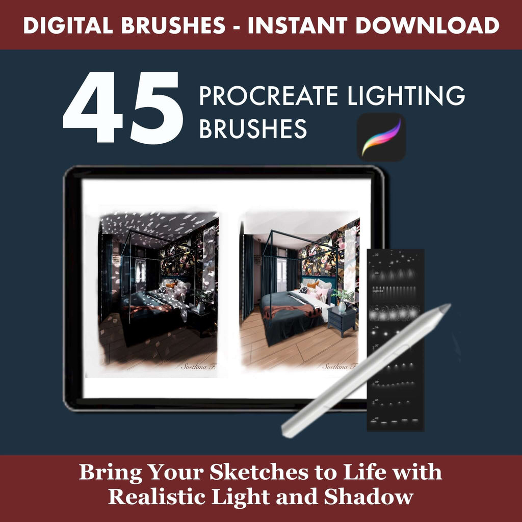 89 Procreate Lighting Brushes: Complete Bundle — Part 1 & Part 2 - Procreate Brush Shop by Sviatlana Fedzianiova