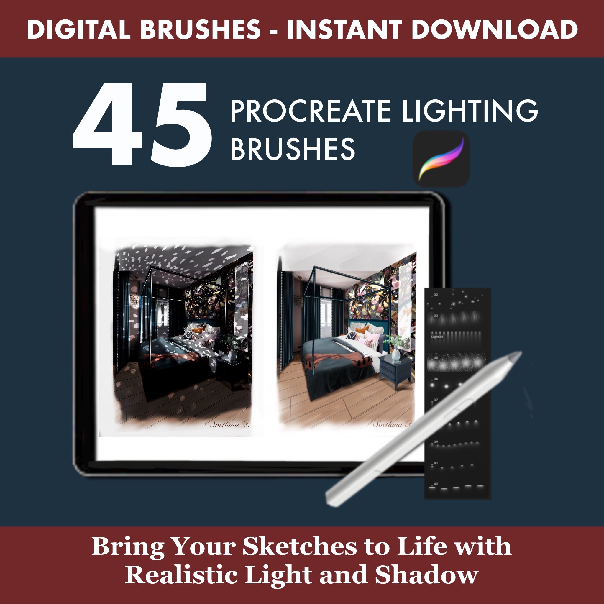 Concept art mood lighting Mood lighting brushes for Procreate, adding cinematic glow, depth and atmosphere to concept art and visualizations.