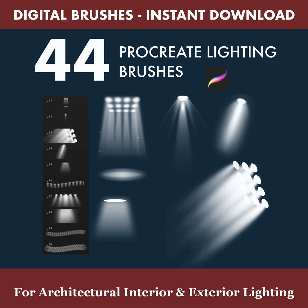 44 Lights Brush Set: Procreate Light Effects - Procreate Brush Shop by Sviatlana Fedzianiova