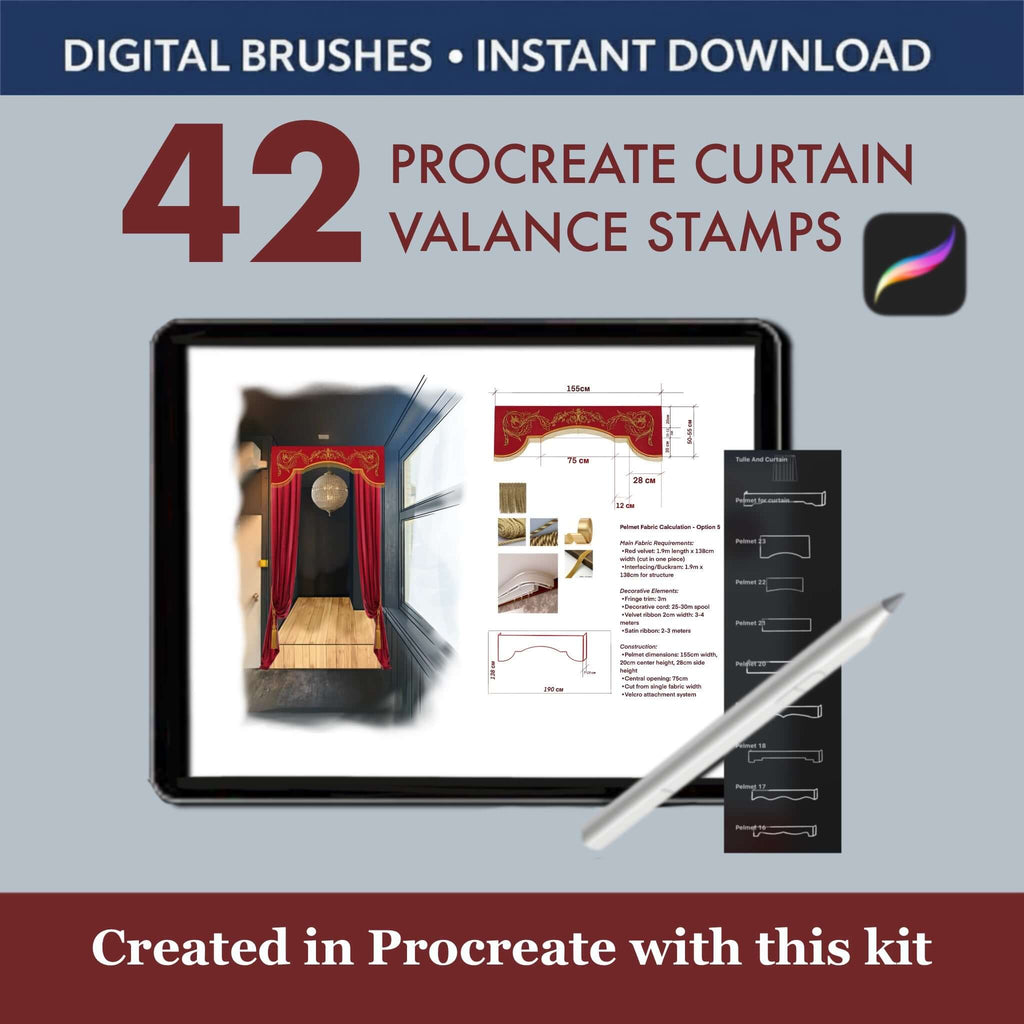 42 Procreate Curtain Valance Brushes & Stamps | Drapery Window -  Procreate Brush Shop by Sviatlana Fedzianiova