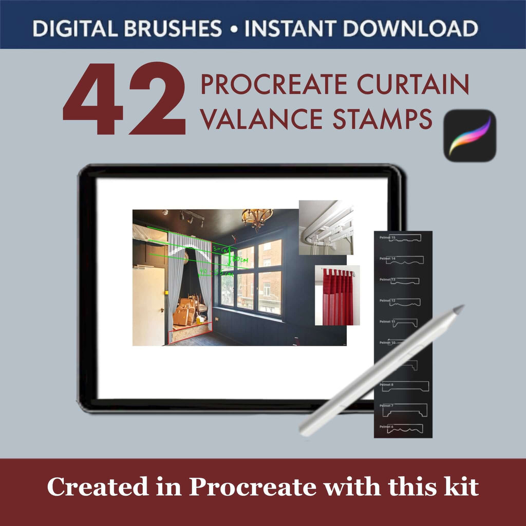 42 Procreate Curtain Valance Brushes & Stamps | Drapery Window -  Procreate Brush Shop by Sviatlana Fedzianiova
