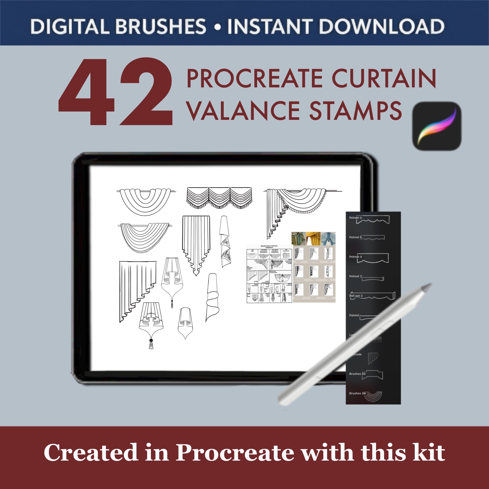 Variety of Styles: Quickly test and compare 42 different valance designs to find the perfect style for any room or architectural window.