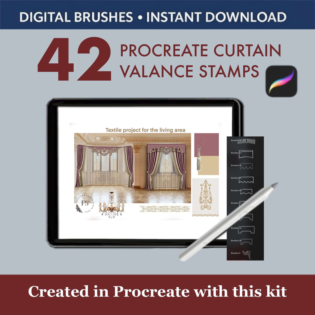 42 Procreate Curtain Valance Brushes & Stamps | Drapery Window -  Procreate Brush Shop by Sviatlana Fedzianiova