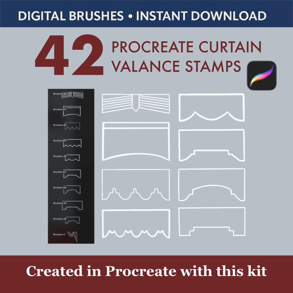 42 Procreate Curtain Valance Brushes & Stamps | Drapery Window -  Procreate Brush Shop by Sviatlana Fedzianiova