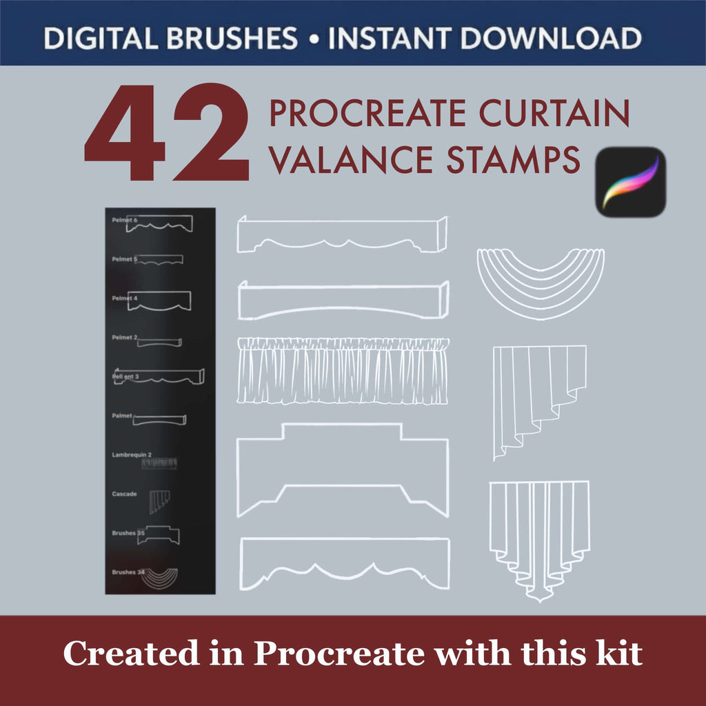42 Procreate Curtain Valance Brushes & Stamps | Drapery Window -  Procreate Brush Shop by Sviatlana Fedzianiova