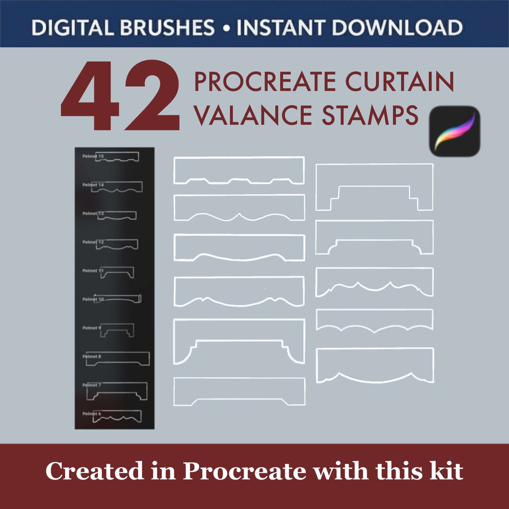 42 Procreate Curtain Valance Brushes & Stamps | Drapery Window -  Procreate Brush Shop by Sviatlana Fedzianiova