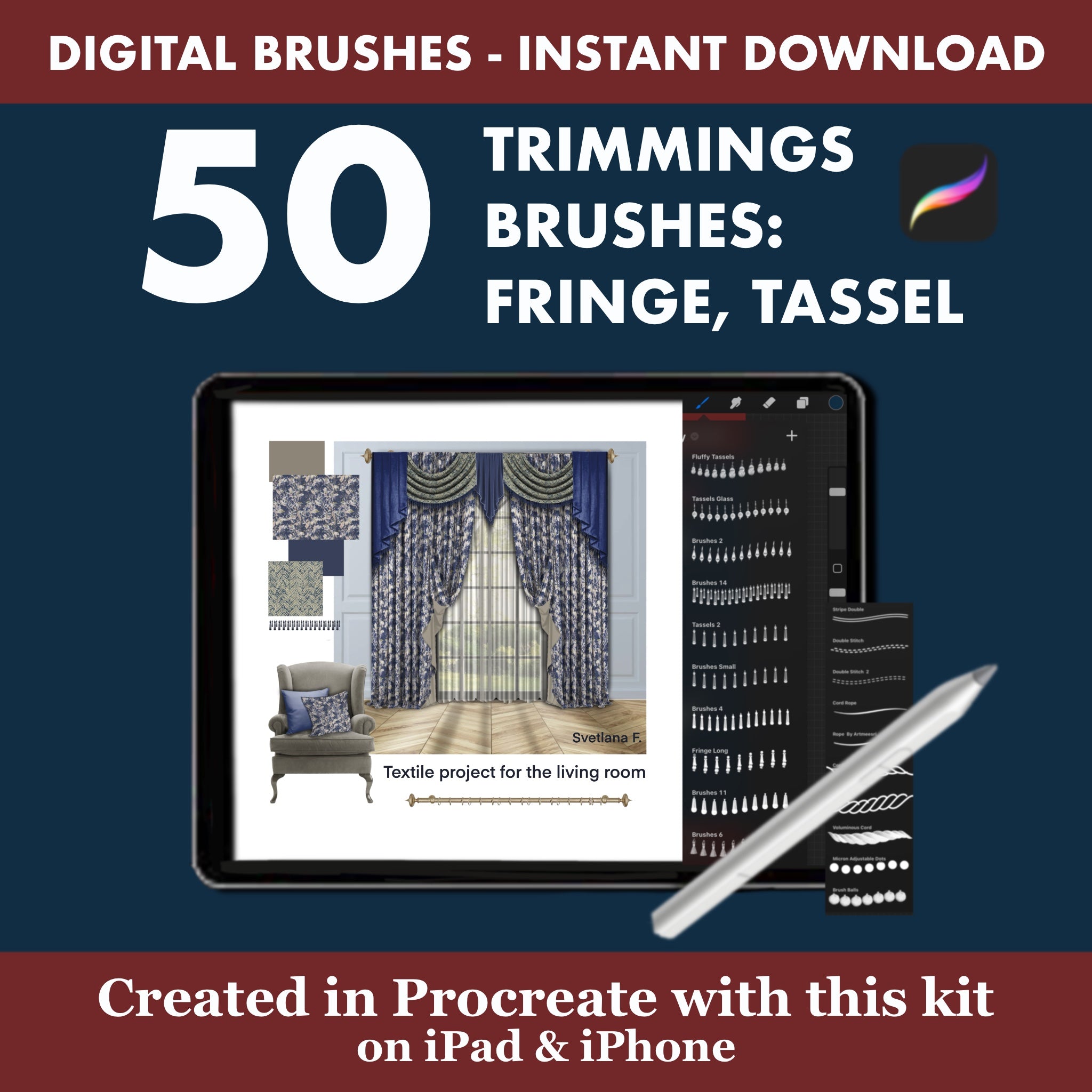 Versatile Application: Perfect for creating realistic mockups for curtain and drapery designs, cushion decoration concepts, and detailed upholstery textile finishes