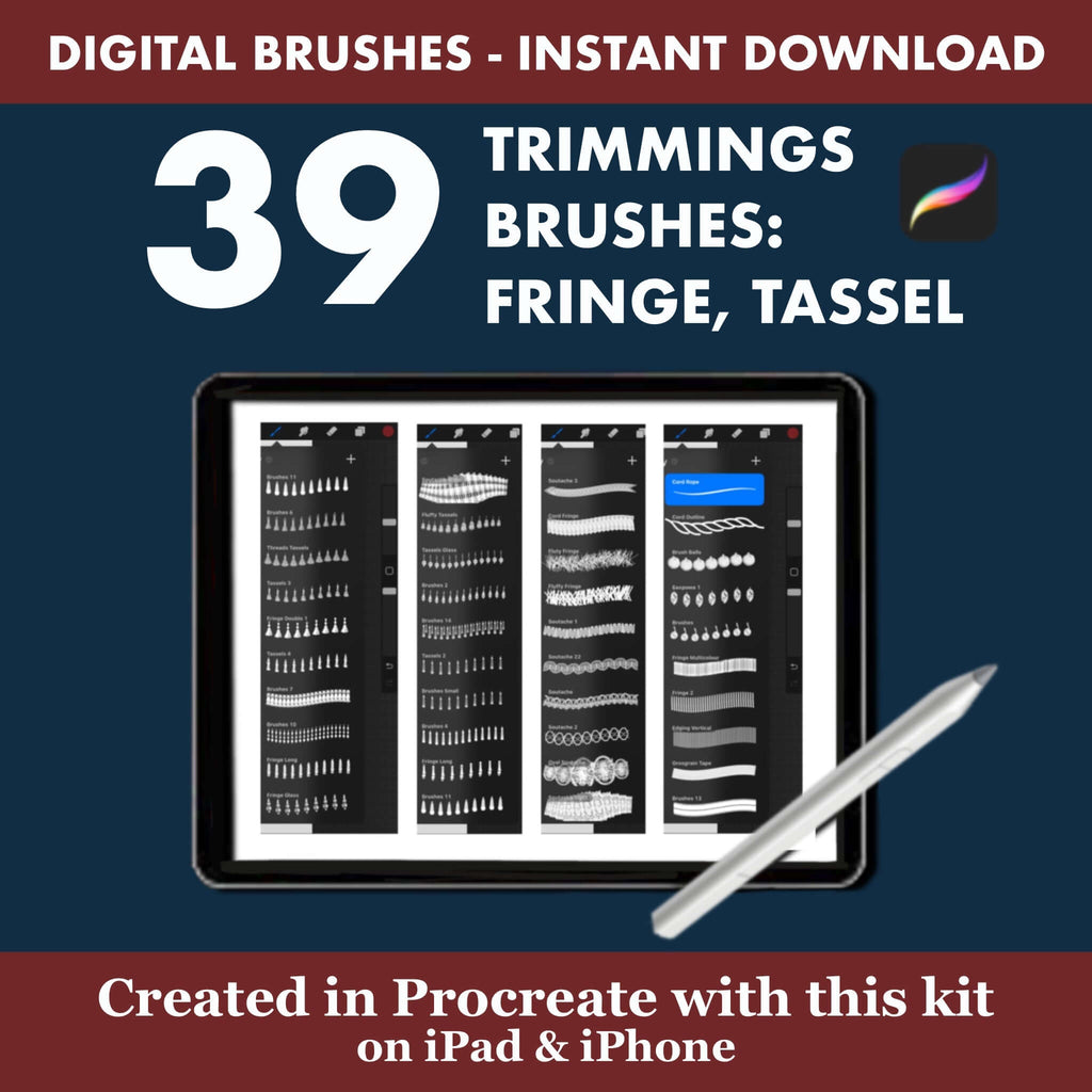 39 Procreate Trimmings Stamps | Decorative Fringe & Tassel Brushes -  Procreate Brush Shop by Sviatlana Fedzianiova