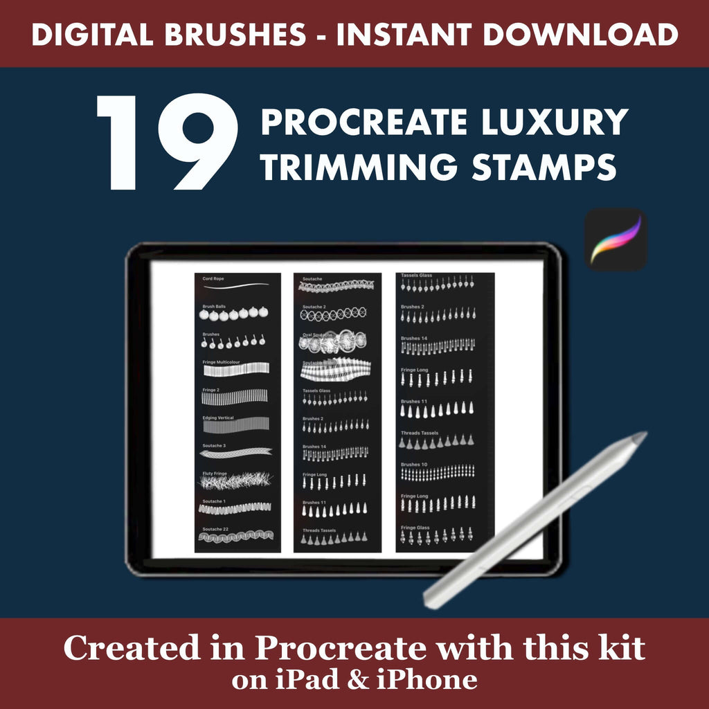 19 Procreate Luxury Trimming Stamps | Curtain, Tassel & Fabric Brushes -  Procreate Brush Shop by Sviatlana Fedzianiova