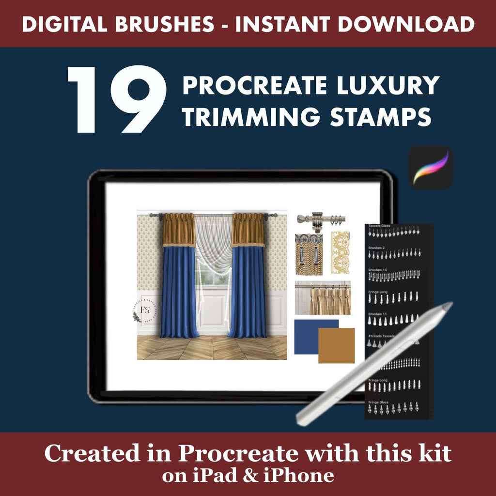 19 Procreate Luxury Trimming Stamps | Curtain, Tassel & Fabric Brushes -  Procreate Brush Shop by Sviatlana Fedzianiova