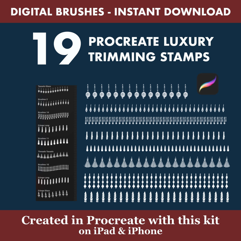 19 Procreate Luxury Trimming Stamps | Curtain, Tassel & Fabric Brushes -  Procreate Brush Shop by Sviatlana Fedzianiova