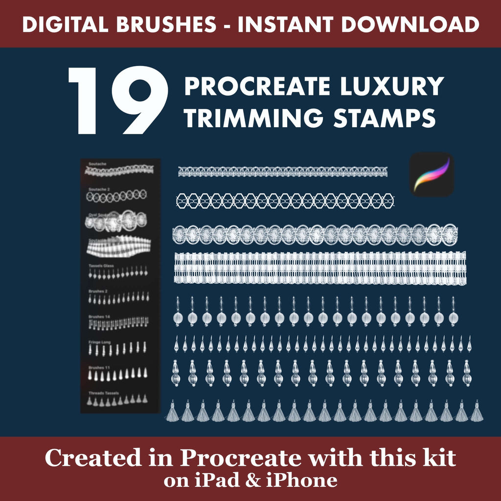 19 Procreate Luxury Trimming Stamps | Curtain, Tassel & Fabric Brushes -  Procreate Brush Shop by Sviatlana Fedzianiova