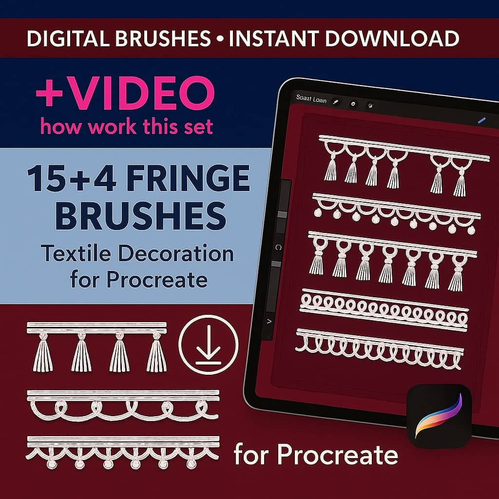 19 Procreate Luxury Trimming Stamps | Curtain, Tassel & Fabric Brushes -  Procreate Brush Shop by Sviatlana Fedzianiova