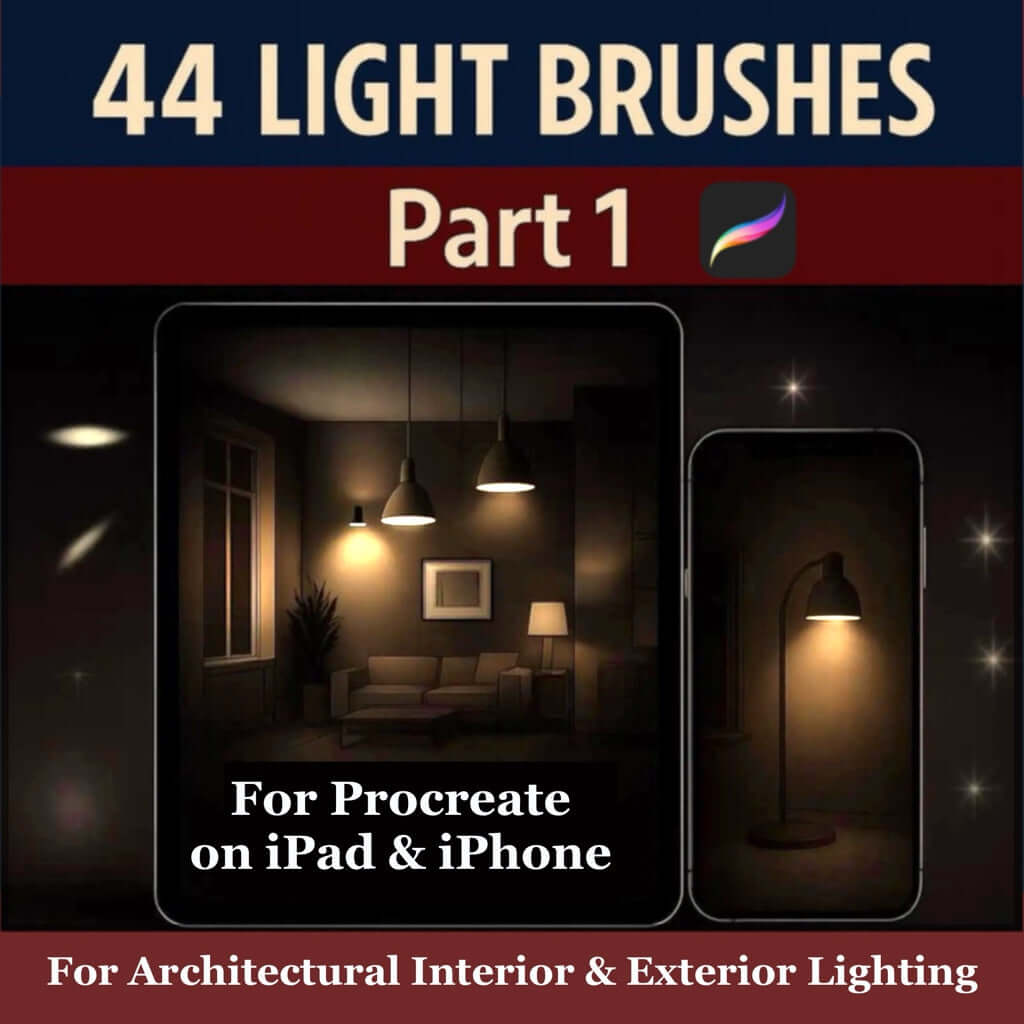 44 Lights Brush Set: Procreate Light Effects - Procreate Brush Shop by Sviatlana Fedzianiova