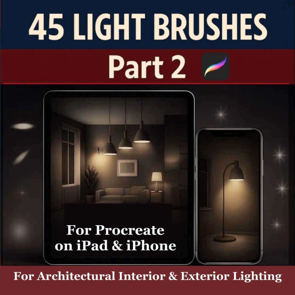 45 PROCREATE LIGHTING BRUSHES: ARCHITECTURAL ILLUMINATION KIT - Procreate Brush Shop by Sviatlana Fedzianiova