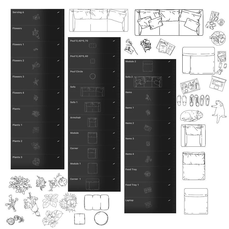 Floor Plan Master Kit with FREE PNG GIFT. Architecture 142 brushes and stamps for visualization